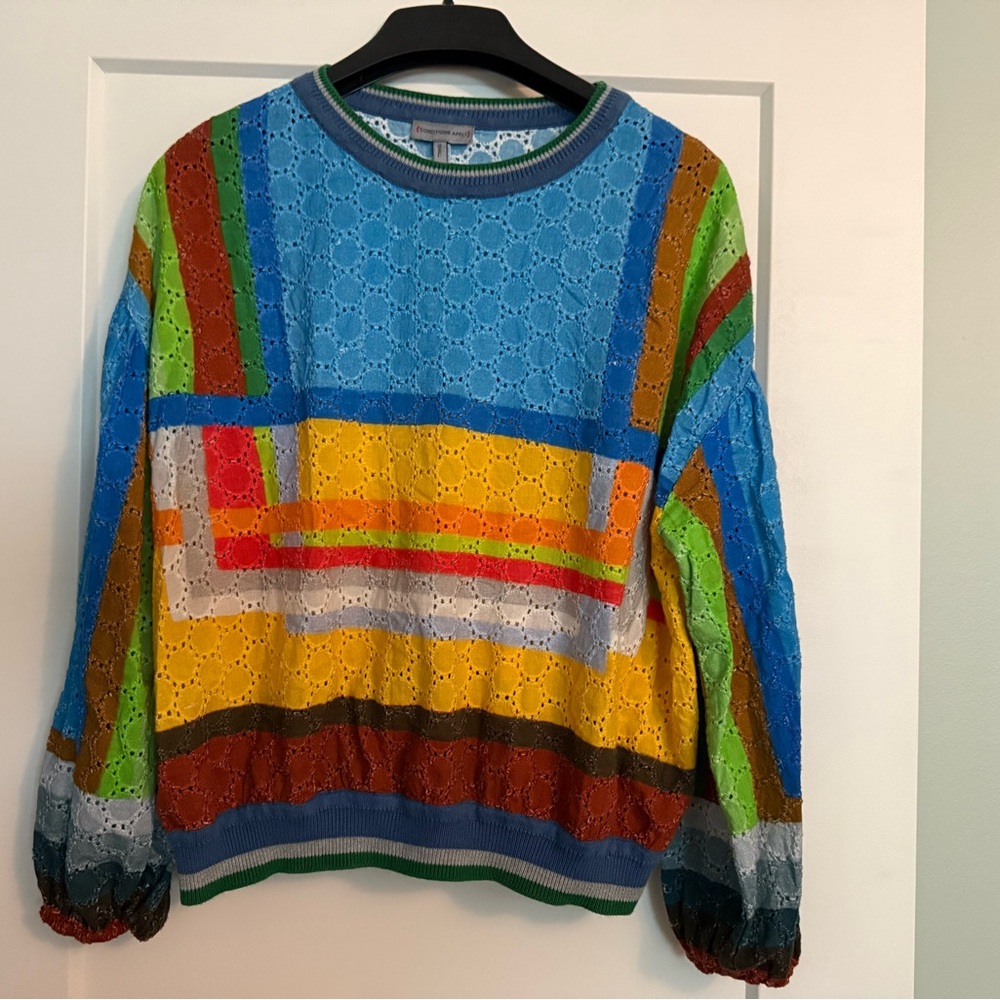 Anthropologie Colorful Geometric Pattern Sweater